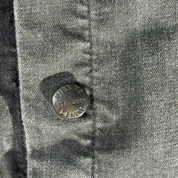 Miss Me Black Denim Jean Trucker Jacket Womens Sherpa Sleeves Size Small - Picture 6 of 11